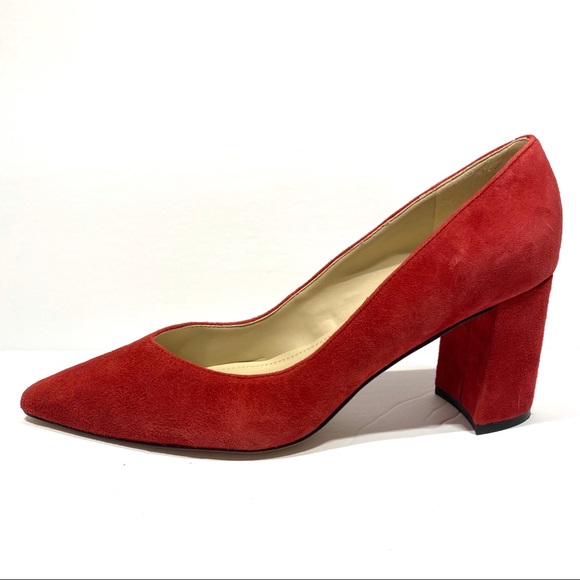 marc fisher red suede pumps